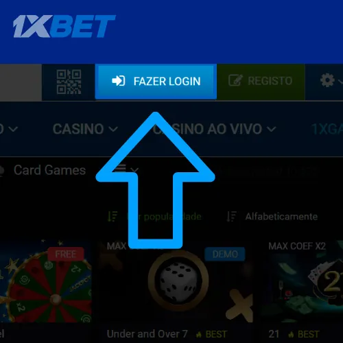 Clique em &ldquo;Login&rdquo; no site 1xBet
