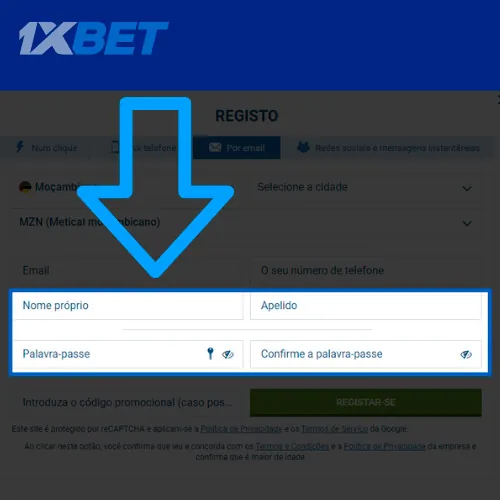 Nome de usu&aacute;rio e senha para registro 1xbet